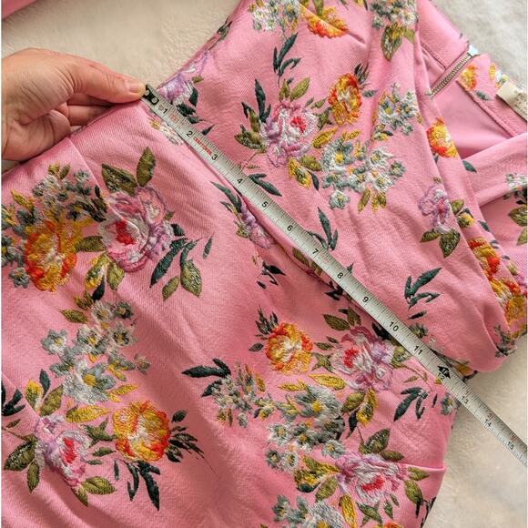BEC & BRIDGE Pink Peony Party Jacquard Puff Shoulder Mini Dress, size 4 - Picture 8 of 10